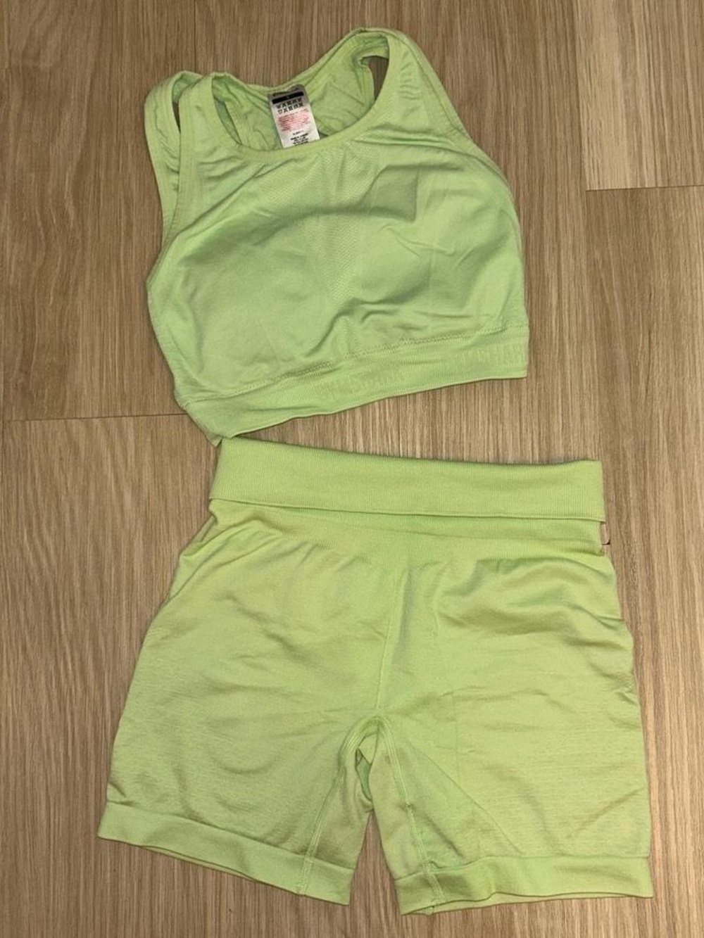 Gymshark Neon Lime Green Active Crop Top & High-Waist Shorts Set